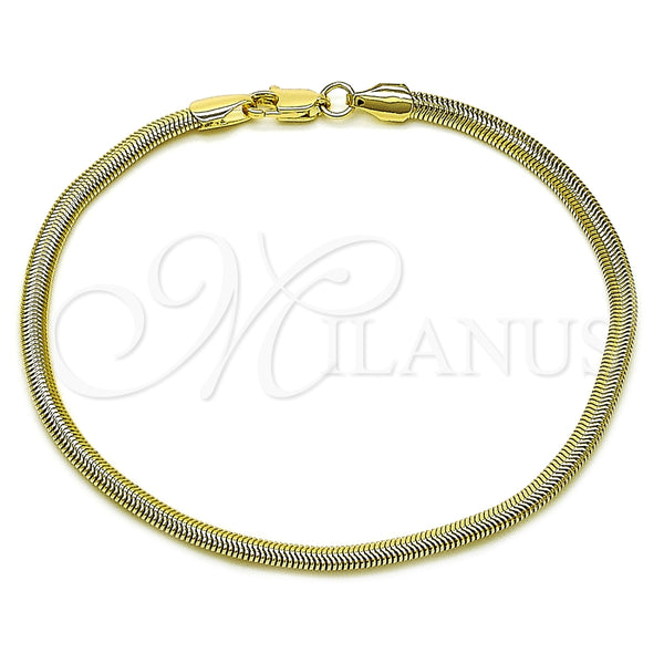 Pulsera Básica 03.213.0316.08 Oro Laminado, Diseño de Cola de Raton, Pulido, Tono Dorado (03 MM Thickness, 8 Inches Length)