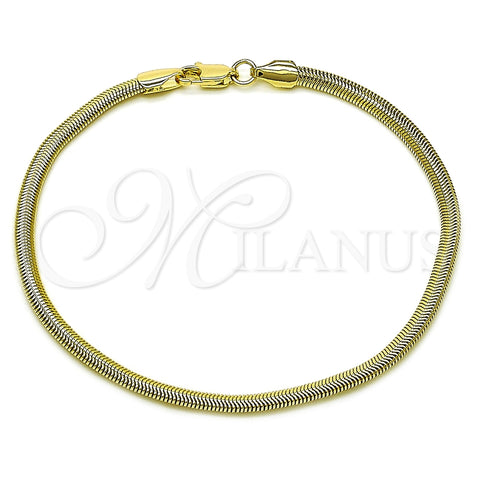 Pulsera Básica 03.213.0316.08 Oro Laminado, Diseño de Cola de Raton, Pulido, Tono Dorado (03 MM Thickness, 8 Inches Length)
