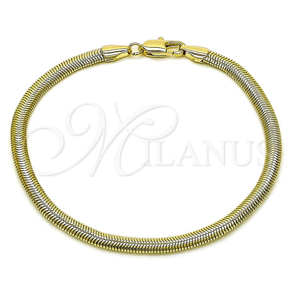 Pulsera Básica 04.213.0271.08 Oro Laminado, Diseño de Cola de Raton, Pulido, Tono Dorado (04 MM Thickness, 8 Inches Length)