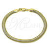 Pulsera Básica 03.213.0317.08 Oro Laminado, Diseño de Cola de Raton, Pulido, Tono Dorado (05 MM Thickness, 8 Inches Length)