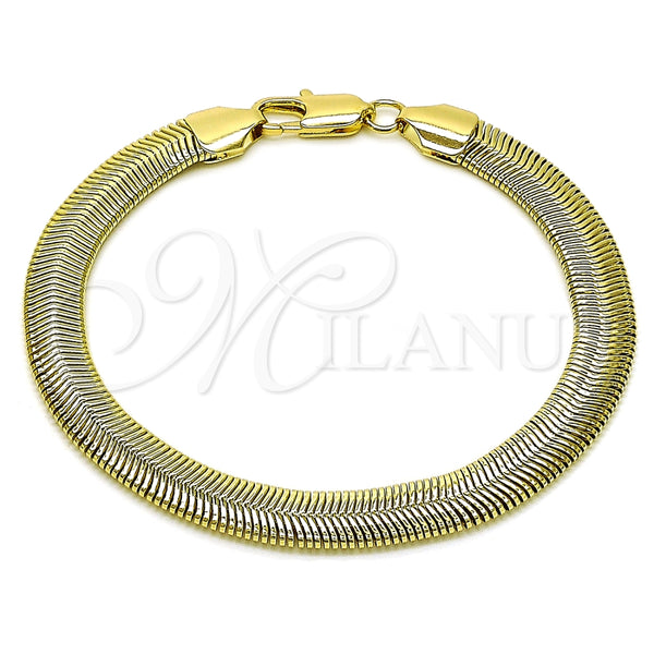 Pulsera Básica 03.213.0318.09 Oro Laminado, Diseño de Cola de Raton, Pulido, Tono Dorado (08 MM Thickness, 9 Inches Length)