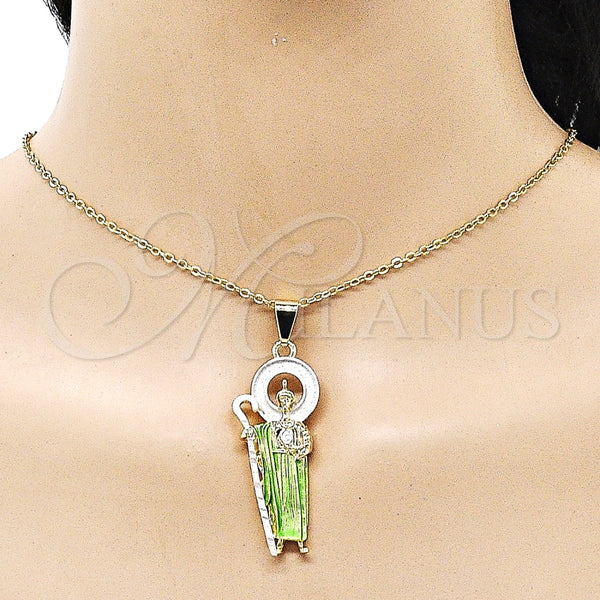Dije Religioso 05.213.0162 Oro Laminado, Diseño de San Judas, Pulido, Tres Tonos