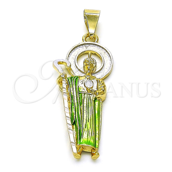 Dije Religioso 05.213.0162 Oro Laminado, Diseño de San Judas, Pulido, Tres Tonos
