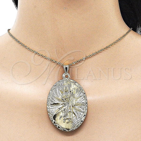 Dije Religioso 05.213.0163 Oro Laminado, Diseño de San Judas, Diamantado, Tono Dorado