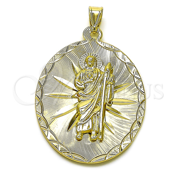 Dije Religioso 05.213.0163 Oro Laminado, Diseño de San Judas, Diamantado, Tono Dorado