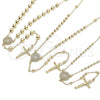 Rosario Mediano 09.213.0048.24 Oro Laminado, Diseño de Guadalupe y Cruz, con Blanca Zirconia Cubica, Pulido, Tono Dorado