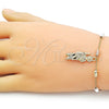 Rosario de Pulsera 09.253.0077.08 Oro Laminado, Diseño de San Judas y Figaro, Diamantado, Tres Tonos