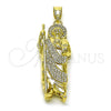 Dije Religioso 05.411.0060 Oro Laminado, Diseño de San Judas, con Blanca Cristal, Pulido, Tono Dorado