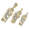 Dije Religioso 05.411.0060 Oro Laminado, Diseño de San Judas, con Blanca Cristal, Pulido, Tono Dorado
