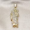 Dije Religioso 05.411.0061 Oro Laminado, Diseño de San Judas, con Blanca Cristal, Pulido, Tono Dorado