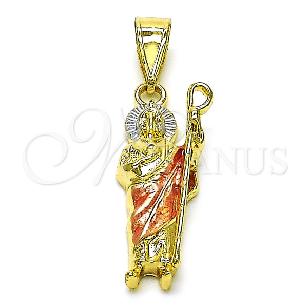Dije Religioso 05.411.0063 Oro Laminado, Diseño de San Judas, Pulido, Tres Tonos