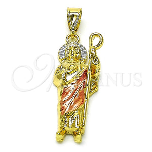Dije Religioso 05.411.0065 Oro Laminado, Diseño de San Judas, Pulido, Tres Tonos