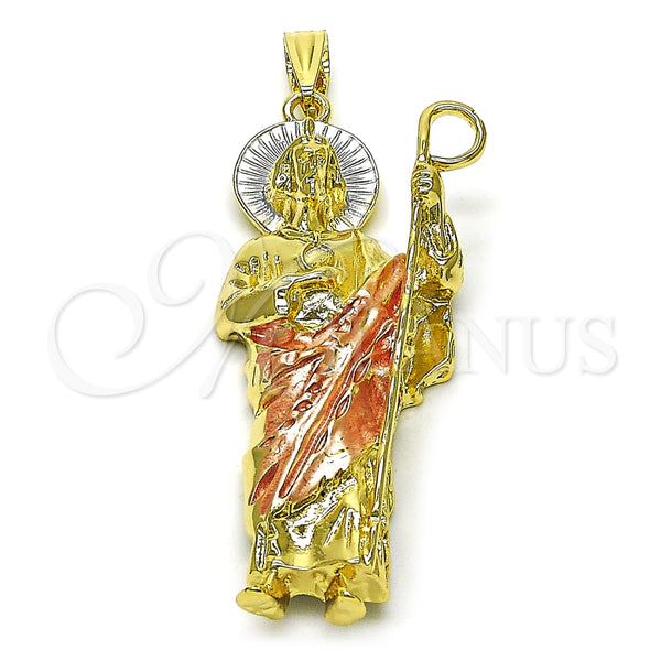 Dije Religioso 05.411.0066 Oro Laminado, Diseño de San Judas, Pulido, Tres Tonos