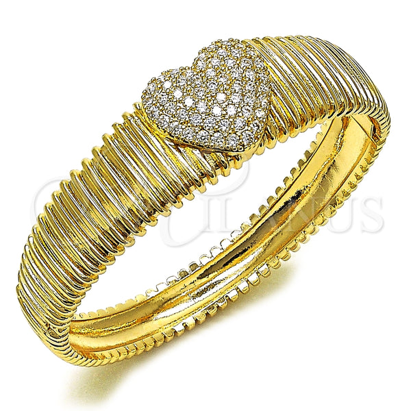 Aro Individual 07.60.0006.04 Oro Laminado, Diseño de Corazón, con Blanca Zirconia Cubica, Pulido, Tono Dorado (18 MM Thickness, Size 4 (2.25 Diameter))