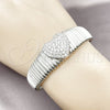 Aro Individual 07.60.0006.1.04 Rodio Laminado, Diseño de Corazón, con Zirconia Cubica Blanca, Pulido, Rodinado (Grosor 18 MM, Talla 4 (2,25 de Diámetro))