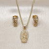 Juego de Arete y Dije de Adulto 10.60.0005 Oro Laminado, Diseño de Guadalupe, Pulido, Tono Dorado
