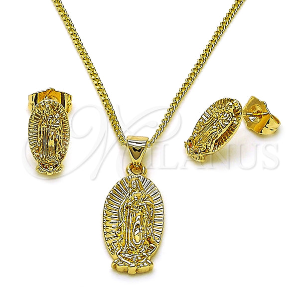 Juego de Arete y Dije de Adulto 10.60.0005 Oro Laminado, Diseño de Guadalupe, Pulido, Tono Dorado