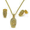 Juego de Arete y Dije de Adulto 10.60.0005 Oro Laminado, Diseño de Guadalupe, Pulido, Tono Dorado