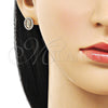 Arete Dormilona 02.60.0172 Oro Laminado, Diseño de Guadalupe, con Zirconia Cubica Blanca, Pulido, Tono Dorado