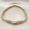 Pulsera Elegante 03.411.0049.1.08 Oro Laminado, Diseño de Guadalupe y Con Nombre, con Blanca Zirconia Cubica, Pulido, Tres Tonos (06 MM Thickness, 8 Inches Length)