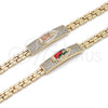 Pulsera Elegante 03.411.0049.1.08 Oro Laminado, Diseño de Guadalupe y Con Nombre, con Blanca Zirconia Cubica, Pulido, Tres Tonos (06 MM Thickness, 8 Inches Length)