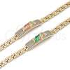 Pulsera Elegante 03.411.0050.1.08 Oro Laminado, Diseño de San Judas y Con Nombre, con Blanca Zirconia Cubica, Pulido, Tres Tonos (06 MM Thickness, 8 Inches Length)