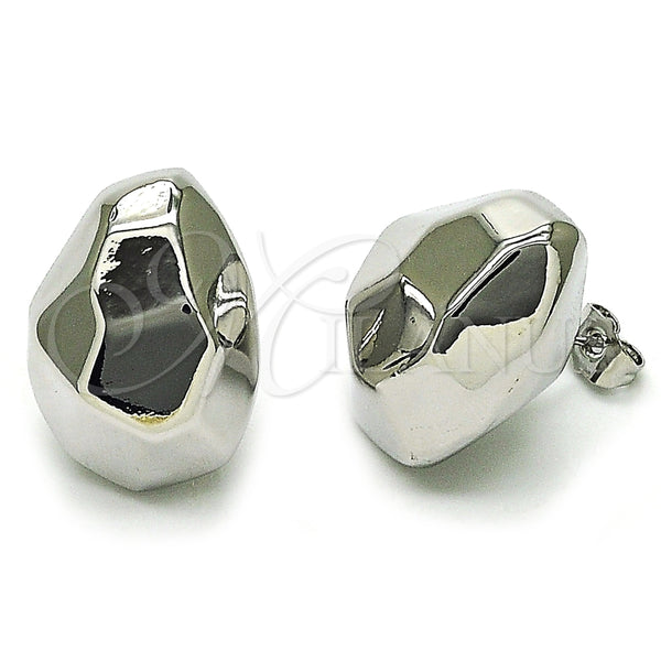 Arete Dormilona 02.195.0299.1 Rodio Laminado, Diseño de Hueco, Pulido, Rodinado