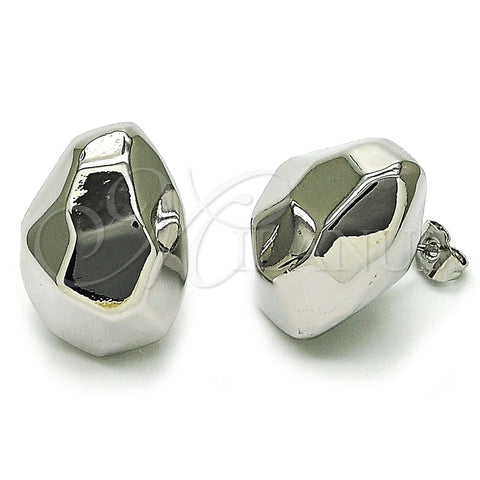 Arete Dormilona 02.195.0299.1 Rodio Laminado, Diseño de Hueco, Pulido, Rodinado