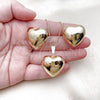 Juego de Arete y Dije de Adulto 10.195.0071 Oro Laminado, Diseño de Corazón y Hueco, Pulido, Tono Dorado