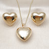 Juego de Arete y Dije de Adulto 10.195.0071 Oro Laminado, Diseño de Corazón y Hueco, Pulido, Tono Dorado