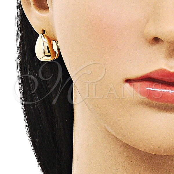 Argolla Huggie 02.163.0343.15 Oro Laminado, Diseño de Gota, Pulido, Tono Dorado