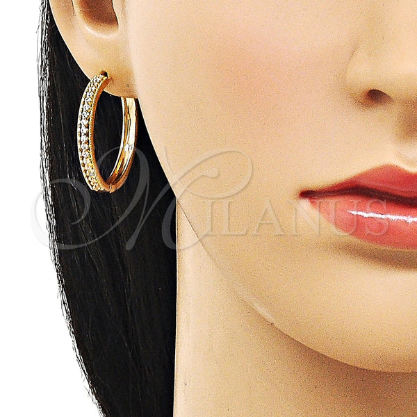 Argolla Huggie 02.195.0300.30 Oro Laminado, con Blanca Zirconia Cubica, Pulido, Tono Dorado