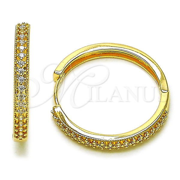 Argolla Huggie 02.195.0300.30 Oro Laminado, con Blanca Zirconia Cubica, Pulido, Tono Dorado