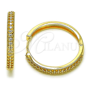 Argolla Huggie 02.195.0300.30 Oro Laminado, con Blanca Zirconia Cubica, Pulido, Tono Dorado