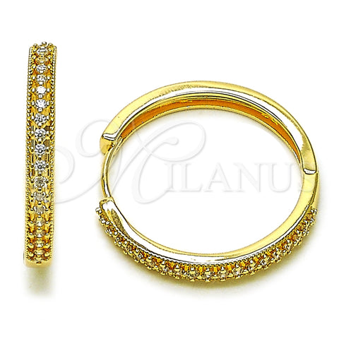 Argolla Huggie 02.195.0300.30 Oro Laminado, con Blanca Zirconia Cubica, Pulido, Tono Dorado