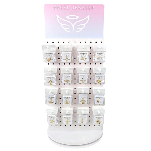Kit Surtido de 132 Collares con Dijes de Oro Laminado con Exhibidor Giratorio al por mayor — SKU 157177