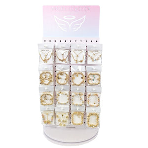 Kit Surtido de 110 Pulseras Ajustables de Oro Laminado con Exhibidor Giratorio al por mayor — SKU 157181