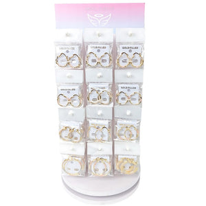 Kit Surtido de 72 Argollas de Oro Laminado con Exhibidor Giratorio al por mayor — SKU 157184