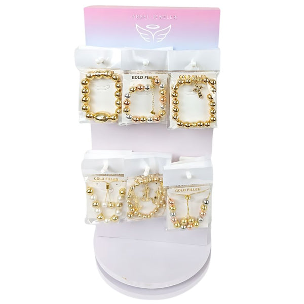 Kit Surtido de 36 Pulseras de Oro Laminado con Exhibidor Giratorio al por mayor — SKU 157187