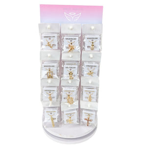 Kit Surtido de 60 Collares con Dijes de Oro Laminado con Exhibidor Giratorio al por mayor — SKU 157188