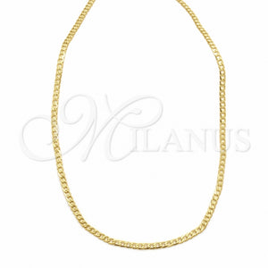 Gargantilla Basica 04.32.0018.16 Oro Laminado, Diseño de Cubana Pave, Pulido, Tono Dorado (03 MM Thickness, 16 Inches Length)