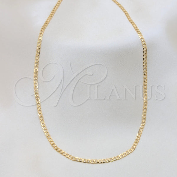 Gargantilla Basica 04.32.0018.16 Oro Laminado, Diseño de Cubana Pave, Pulido, Tono Dorado (03 MM Thickness, 16 Inches Length)