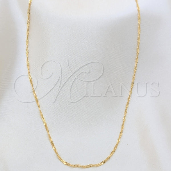 Gargantilla Basica 5.223.028.22 Oro Laminado, Diseño de Singapore, Pulido, Tono Dorado (0.40 Gauge, 02 MM Thickness, 22 Inches Length)