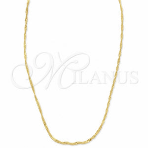 Gargantilla Basica 5.223.028.22 Oro Laminado, Diseño de Singapore, Pulido, Tono Dorado (0.40 Gauge, 02 MM Thickness, 22 Inches Length)