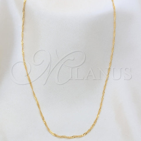 Gargantilla Basica 5.223.028.22 Oro Laminado, Diseño de Singapore, Pulido, Tono Dorado (0.40 Gauge, 02 MM Thickness, 22 Inches Length)