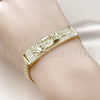 Pulsera con Placa 03.411.0059.07 Oro Laminado, Diseño de Guadalupe y Bismarco, con Blanca Zirconia Cubica, Pulido, Tono Dorado (12 MM Thickness, 8 Inches Length)