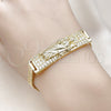 Pulsera con Placa 03.411.0060.08 Oro Laminado, Diseño de San Judas y Bismarco, con Blanca Zirconia Cubica, Pulido, Tono Dorado (12 MM Thickness, 8 Inches Length)