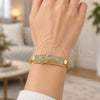 Pulsera con Placa 03.411.0061.07 Oro Laminado, Diseño de San Benito y Bismarco, con Zirconia Cubica Blanca, Pulido, Tono Dorado (Grosor 12 MM, 8 Pulgadas de Largo)