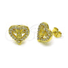 Arete Dormilona 02.411.0052 Oro Laminado, Diseño de Corazón y Guadalupe, con Blanca Zirconia Cubica, Pulido, Tono Dorado