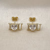 Arete Dormilona 02.411.0057 Oro Laminado, Diseño de Amor y Corazón, con Blanca Zirconia Cubica, Pulido, Tono Dorado